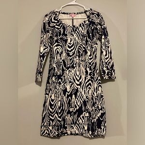 Lilly Pulitzer navy and white zebra print mini dress size Small EUC